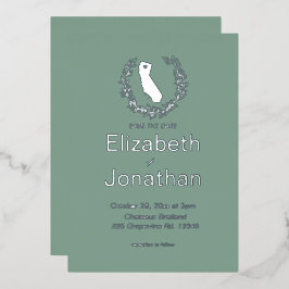 Invitación Con Relieve Metalizado Matrimonio de destino simple de Silhouette de Cali