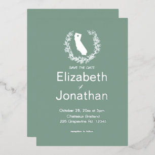Invitación Con Relieve Metalizado Matrimonio de destino simple de Silhouette de Cali