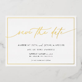 Invitación Con Relieve Metalizado Matrimonio moderno de caligrafía salva la fecha