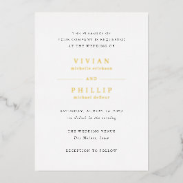 Invitación Con Relieve Metalizado Matrimonio simple y elegante viviviano