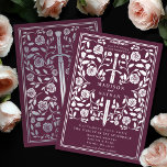 Invitación Con Relieve Metalizado Mauve Royal Medieval Silver Sword Wedding<br><div class="desc">Celebrate your special day with this Royal Medieval Sword Wedding design on a mauve background. This design features a frame with a sword and flowers. The silver on the back of this product is printed in flat colors and is NOT real foil.</div>