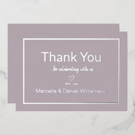 Invitación Con Relieve Metalizado Mauve Simple Minimalista Boda Agradecimiento   