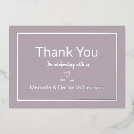 Invitación Con Relieve Metalizado Mauve Simple Minimalista Boda Agradecimiento   