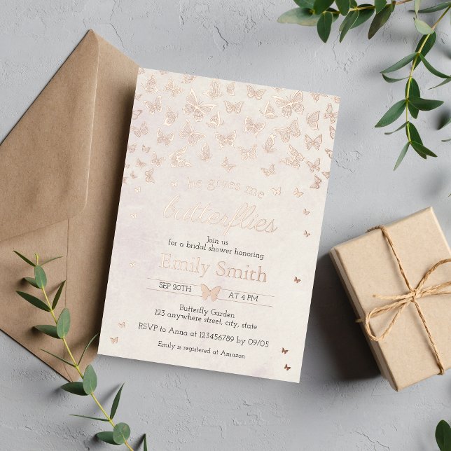 Invitación Con Relieve Metalizado Me da Butterflies Brillante (Subido por el creador)