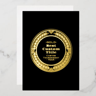 Invitación Con Relieve Metalizado Medalla personalizada 3D realista editable de oro 