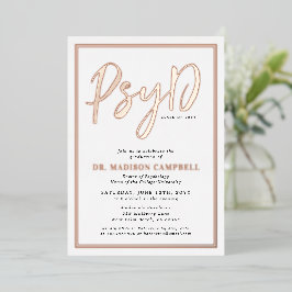 Invitación Con Relieve Metalizado Médico PsyD Del Partido De Graduación De Psicologí