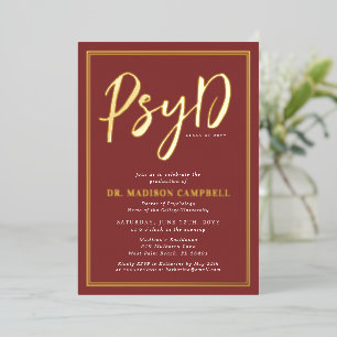 Invitación Con Relieve Metalizado Médico PsyD Del Partido De Graduación De Psicologí
