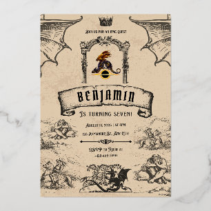 Invitación Con Relieve Metalizado medieval