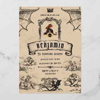 Invitación Con Relieve Metalizado medieval