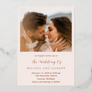 Invitación Con Relieve Metalizado Melinda Modern Boda