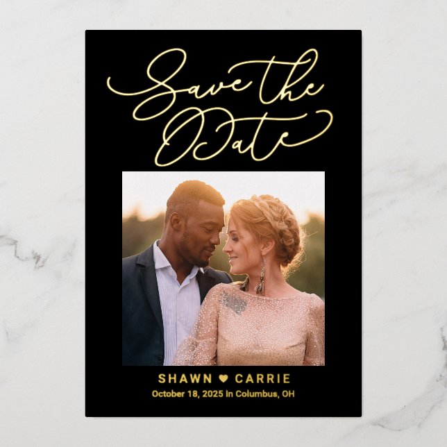 Invitación Con Relieve Metalizado Mensaje simple RELIEVE METALIZADO REAL Guardar la  (Anverso)