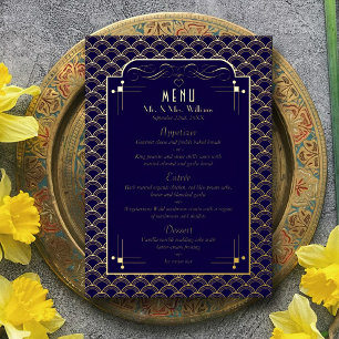 Invitación Con Relieve Metalizado Menú Boda Art Deco Gatsby del Vintage 1920