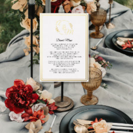Invitación Con Relieve Metalizado Menú de cena de Relieve metalizado dorado moderno