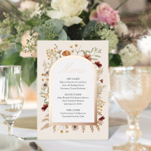 Menú de papel de aluminio para bodas en Sedona Gar