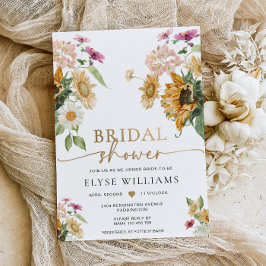 Invitación Con Relieve Metalizado Mews Sunflower Cae La Ducha Bridal Otoño