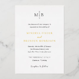 Invitación Con Relieve Metalizado Minerva Modern Elegant Wedding