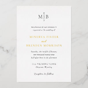 Invitación Con Relieve Metalizado Minerva Modern Elegant Wedding