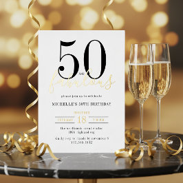 Invitación Con Relieve Metalizado Minimal 50 and Fabulous 50th Birthday Party