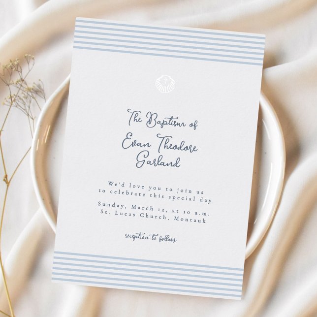 Invitación Con Relieve Metalizado Minimal classic blue baptism Foil Invitation (Subido por el creador)