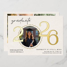 Invitación Con Relieve Metalizado Minimal Foil Graduation Announcement