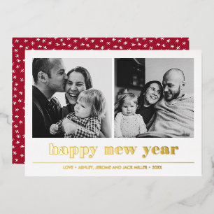 Invitación Con Relieve Metalizado Minimal Gráfico Feliz año nuevo collage 2 Foto
