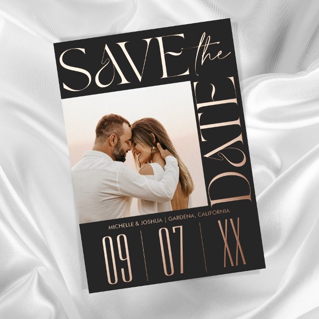 Invitación Con Relieve Metalizado Minimal moderno, simple y elegante foto de Moda (modern minimal typography photo)