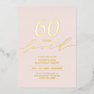 Invitación Con Relieve Metalizado Minimal Pink & Gold Milestone Birthday 