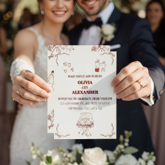 Invitación Con Relieve Metalizado Minimalist Romantic Wedding Invitation