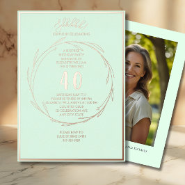 Invitación Con Relieve Metalizado Minimalista 40.ª foto Personalizado Sorpresa Cumpl