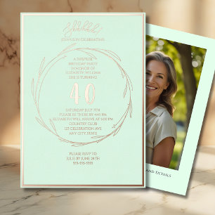 Invitación Con Relieve Metalizado Minimalista 40.ª foto Personalizado Sorpresa Cumpl