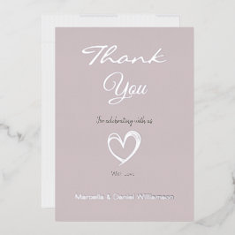 Invitación Con Relieve Metalizado Minimalista corazón moderno y agradecimiento con l