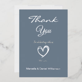 Invitación Con Relieve Metalizado Minimalista corazón moderno y agradecimiento con l