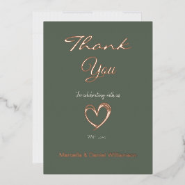 Invitación Con Relieve Metalizado Minimalista corazón moderno y agradecimiento con l