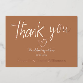 Invitación Con Relieve Metalizado Minimalista corazón moderno y agradecimiento de bo