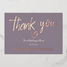 Invitación Con Relieve Metalizado Minimalista corazón moderno y agradecimiento de bo