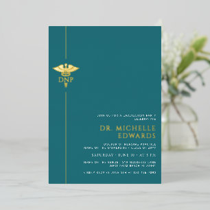 Invitación Con Relieve Metalizado Minimalista DNP Doctor en Práctica de Enfermería G