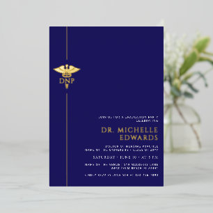 Invitación Con Relieve Metalizado Minimalista DNP Doctor en Práctica de Enfermería G