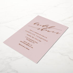 Invitación Con Relieve Metalizado Minimalista Elegante Rosa Dorado Despedida de Solt