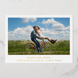 Invitación Con Relieve Metalizado Minimalista Foto Moden Boda Guardar la Fecha