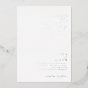 Invitación Con Relieve Metalizado Minimalista Moderna   Plata La Boda De Real