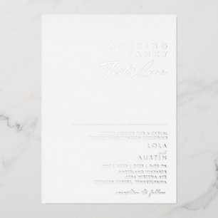 Invitación Con Relieve Metalizado Minimalista Moderna Plata Sin Adornos Solo Amor Re