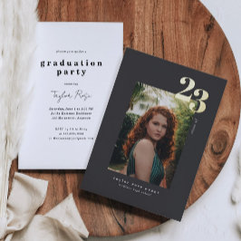 Invitación Con Relieve Metalizado Minimalista moderno 2023 | Graduación fotográfica