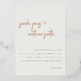 Invitación Con Relieve Metalizado Minimalista Moderno Blanco Negro Simple Bodas Escr