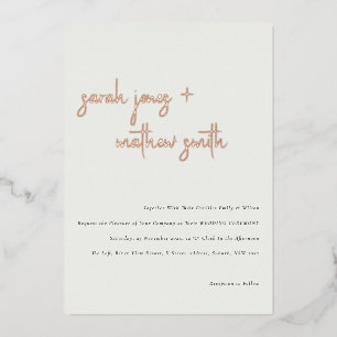 Invitación Con Relieve Metalizado Minimalista Moderno Blanco Negro Simple Bodas Escr