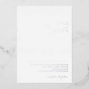 Invitación Con Relieve Metalizado Minimalista moderno Boda informal de plata Real