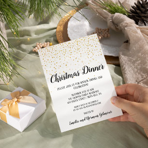 Invitación Con Relieve Metalizado Minimalista moderno Navidades de Confetti cena de