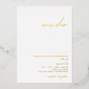Invitación Con Relieve Metalizado Minimalista moderno   Oro que hacemos Boda real