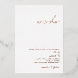 Invitación Con Relieve Metalizado Minimalista moderno | Oro Rosa hacemos Boda Real