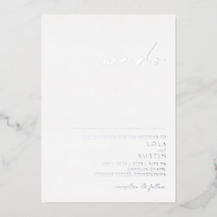 Invitación Con Relieve Metalizado Minimalista moderno Plata Real Bodas
