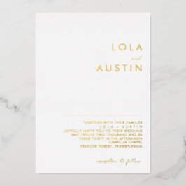 Invitación Con Relieve Metalizado Minimalista moderno | Real Boda de oro